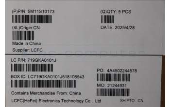 Lenovo 5M11S10173 MECH_ASM FRU KBD CCV SPA BL(Liteon)UK BK