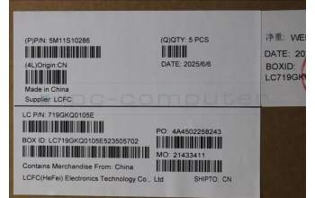 Lenovo 5M11S10286 MECH_ASM FRU KBD CCV GER(Primax)UK BK