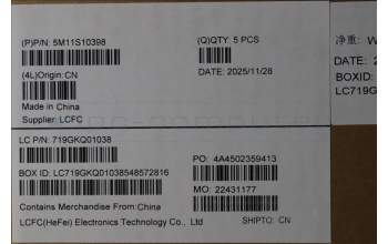 Lenovo 5M11S10398 MECH_ASM KB CCV SWS BL(Primax)UK BK