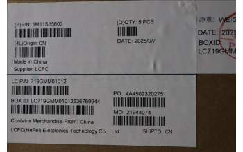 Lenovo 5M11S15603 MECH_ASM BL KB BK MG GRE LTN