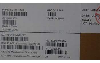 Lenovo 5M11S15643 MECH_ASM BL KB BK MG SLV PMX