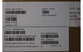 Lenovo 5M11S15701 MECH_ASM BL KB BK MG WW EURO ENG CHY