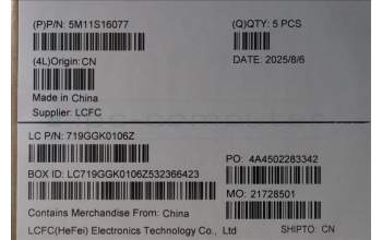 Lenovo 5M11S16077 MECH_ASM BL KB BK WW ITA SRX