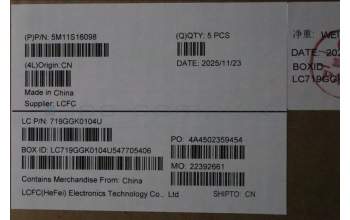 Lenovo 5M11S16098 MECH_ASM BL KB BK WW NORDIC TRI