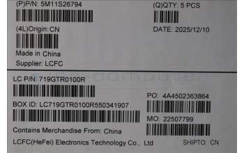 Lenovo 5M11S26794 MECH_ASM FRU KBD WC BUL (CHY)UK BK