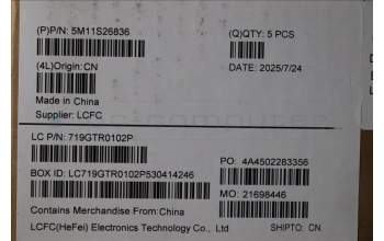 Lenovo 5M11S26836 MECH_ASM FRU KBD WC DEN BL(CHY)UK BK