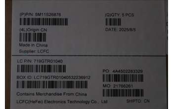 Lenovo 5M11S26876 MECH_ASM FRU KBD WC RUS BL(CHY)US BK