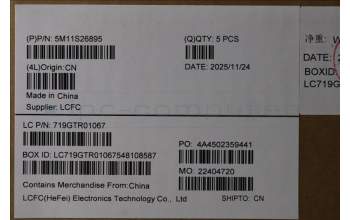 Lenovo 5M11S26895 MECH_ASM FRU KBD WC NORDIC BL(TRI)UK BK