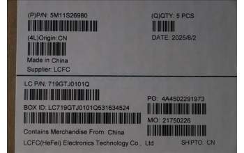 Lenovo 5M11S26980 MECH_ASM FRU KBD CCV DEN(Chicony)UK BK