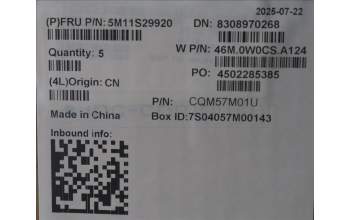 Lenovo 5M11S29920 C-Cover with keyboard, Hebrew, Luna Grey, Backlight, Heat Staking, US