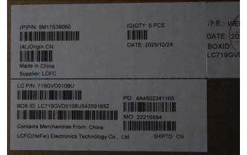 Lenovo 5M11S38060 MECH_ASM BL KB BK MG SPA CHY