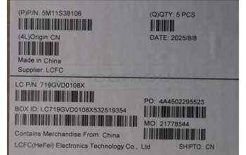 Lenovo 5M11S38106 MECH_ASM BL KB BK MG WW CZE/SLK LTN