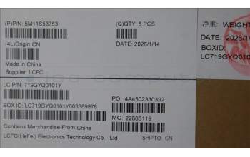 Lenovo 5M11S53753 MECH_ASM FRU KBD W/C BEL BL(SRX)UK BK