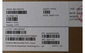 Lenovo 5M11S53773 MECH_ASM FRU KBD W/C GRE BL(SRX)US BK