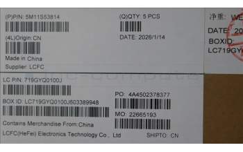 Lenovo 5M11S53814 MECH_ASM FRU KBD W/C NORDIC BL(TRI)UK BK