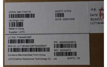 Lenovo 5M11T55175 MECH_ASM BL KB BK SC NOR SRX