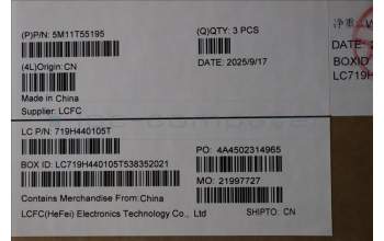 Lenovo 5M11T55195 MECH_ASM BL KB BK SC SPA SRX