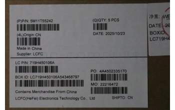 Lenovo 5M11T55242 MECH_ASM BL KB NP BK BEL LTN