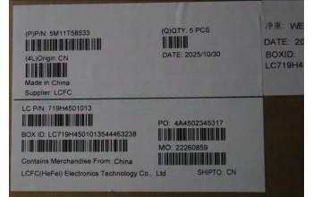 Lenovo 5M11T58533 MECH_ASM BL KB NP BK WW SWE/FIN PMX