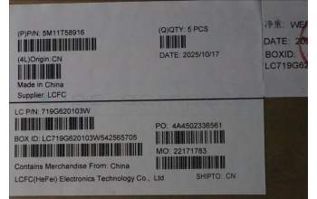 Lenovo 5M11T58916 MECH_ASM FRU ASM SPA CVR FP LTN WH