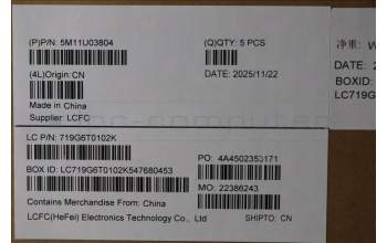 Lenovo 5M11U03804 MECH_ASM GRP_KBD_BZL_HBW_WL_BKWH_DFN