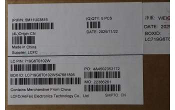 Lenovo 5M11U03816 MECH_ASM GRP_KBD_BZL_SLV_WL_BKWH_DFN