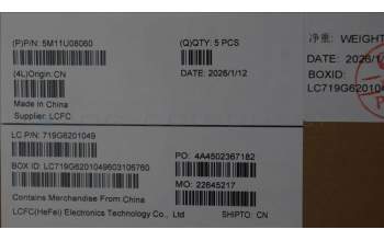 Lenovo 5M11U08060 MECH_ASM FRU ASM HBW CVR FP DFN WH