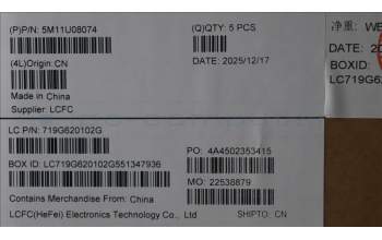 Lenovo 5M11U08074 MECH_ASM FRU ASM RUS CVR FP DFN WH