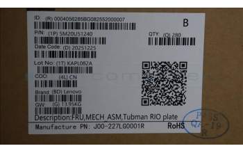 Lenovo 5M20U51240 FRU,MECH_ASM,Tubman RIO plate