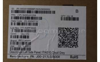 Lenovo 5M20U51259 MECHANICAL L/Side Panel,17IAS10,Cld Grey