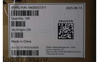 Lenovo 5M20U51311 MECHANICAL FXN,ARL-S N50s-6 RIO shield