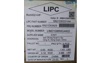 Lenovo 5N21D93629 NB_KYB CS22 NM TOP,BK-BL,CHY,NOR