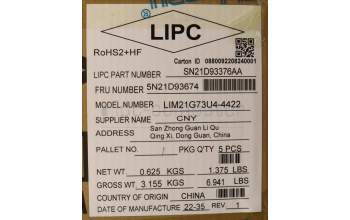 Lenovo 5N21D93674 NB_KYB CS22 NM TOP,BK-NBL,CHY,EURO ENG