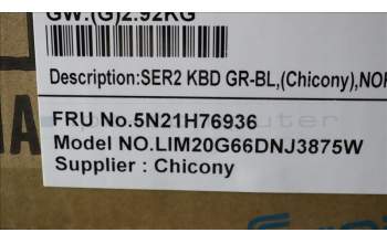 Lenovo 5N21H76936 NB_KYB SER2 KBD GR-BL,CHY,NORDIC