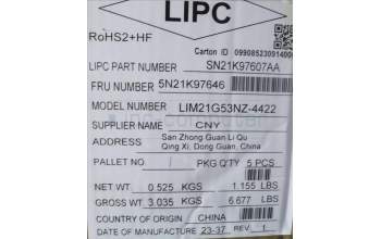 Lenovo 5N21K97646 NB_KYB CS22 KBD FL_TOP,BK-NBL,CHY,MAO