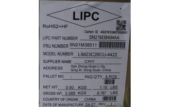 Lenovo 5N21M38511 NB_KYB 4C4TT50N-BK-CHY-FRA/ENG