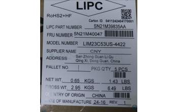 Lenovo 5N21M40047 NB_KYB 4C6TT50N-BK-CHY-ENG