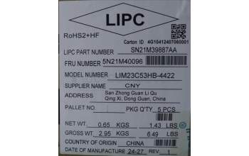 Lenovo 5N21M40096 NB_KYB 4C6TT50N-BK-CHY-HBW