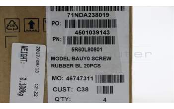 Lenovo RUBBER Screw Rubber C 80S9 Black 20PCS pour Lenovo Yoga 510-14AST (80S9)