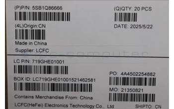 Lenovo 5SB1Q86666 SPEAKERINT FRU SPK E16G3 2412 Veco