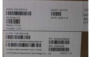 Lenovo 5T61P67212 TOUCHPAD CS22_3+2bCP,GLM,BK,NONFC,SRX,EL
