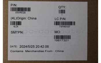Lenovo 5T61P67235 TOUCHPAD CS21_3+2bCP,GLM,BK,NONFC,CHY,EL
