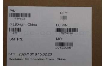 Lenovo 5T61P67239 TOUCHPAD CS21_3+2bCP,GLM,BK,NONFC,SRX,SY