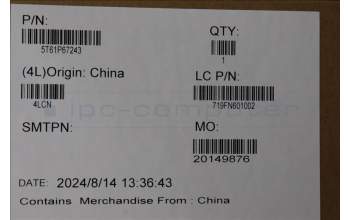 Lenovo 5T61P67243 TOUCHPAD CS21_3+2bCP,GLM,BK,NFC,SRX,SY