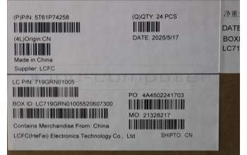 Lenovo 5T61P74258 TOUCHPAD CS25_CP,GLMLR,BK,NFC,CHY,EL