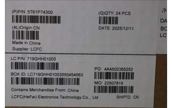 Lenovo 5T61P74300 TOUCHPAD CS25_CP,MLR,BK,NONFC,TRI,EL