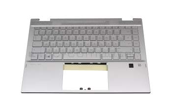 6070B1745001 original HP clavier incl. topcase DE (allemand) argent/argent avec rétro-éclairage Empreinte digitale / Rétroéclairage