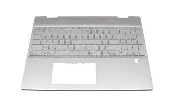 8CG02865QT original HP clavier incl. topcase DE (allemand) argent/argent avec rétro-éclairage (UMA)