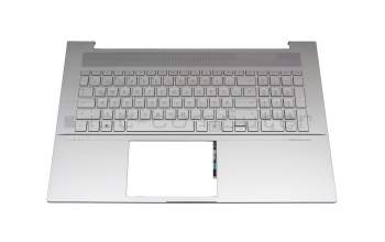 8CG20743P5 original HP clavier incl. topcase DE (allemand) argent/argent avec rétro-éclairage