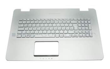 90NB06K1-R31GE0 original Asus clavier incl. topcase DE (allemand) argent/argent avec rétro-éclairage